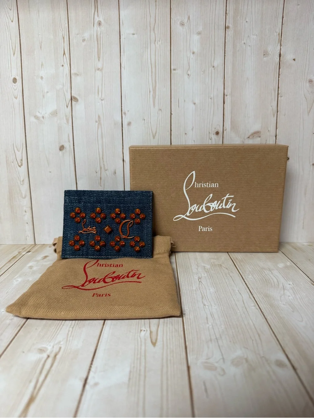 Christian Louboutin Kios Denim Card Case Blue